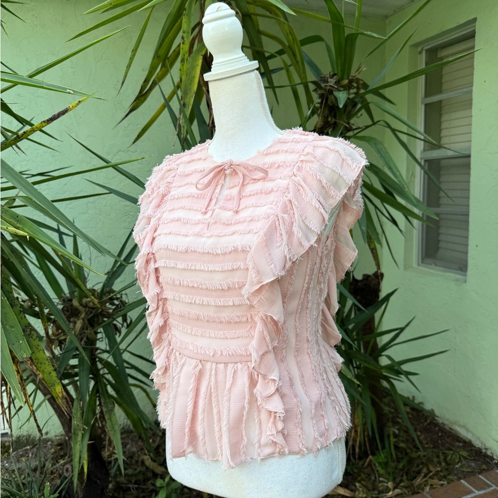 Waverly Grey Pink Ruffle Top - Picture 5 of 11